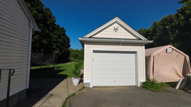 253 E Rd, East Windsor, CT 06016 - detached garage with a trampoline