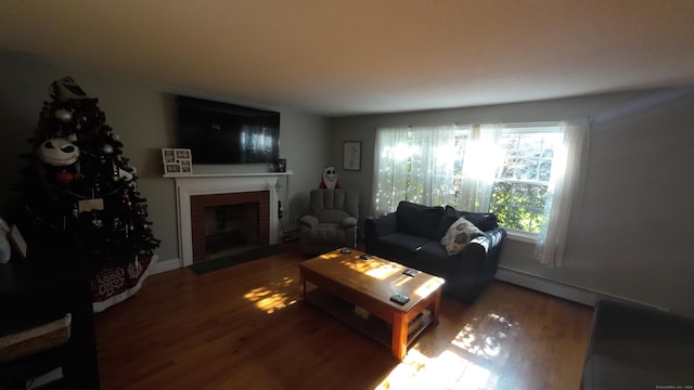 253 E Rd, East Windsor, CT 06016 - living room featuring wood finished floors and a fireplace