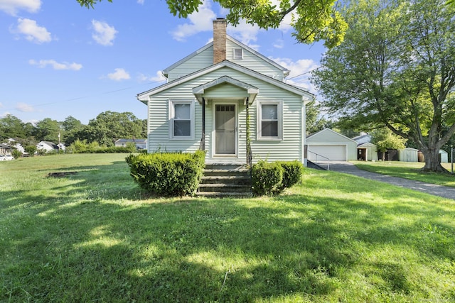 460 Stonybrook Rd, Stratford, CT 06614 - view of front of property with a garage, a chimney, and a front yard