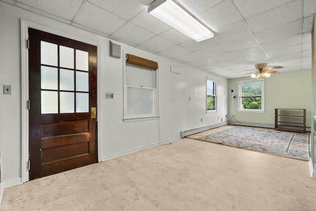 460 Stonybrook Rd, Stratford, CT 06614 - entrance foyer featuring a paneled ceiling, ceiling fan, and a baseboard radiator