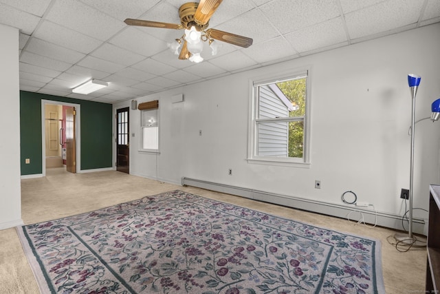 460 Stonybrook Rd, Stratford, CT 06614 - empty room featuring a baseboard radiator, a drop ceiling, and a ceiling fan