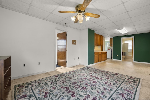 460 Stonybrook Rd, Stratford, CT 06614 - unfurnished living room with a drop ceiling and a ceiling fan