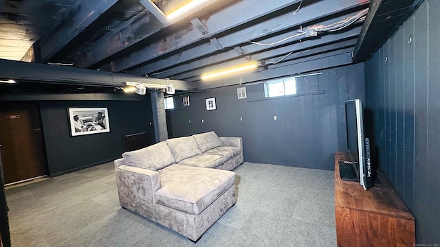 671 Fairview Ave, Bridgeport, CT 06606 - basement with carpet and wooden walls