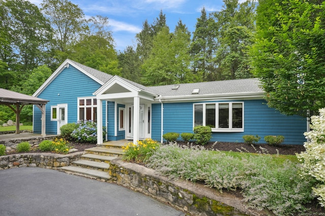 224 Fan Hill Rd, Monroe, CT 06468 - ranch-style house featuring a gazebo and roof with shingles