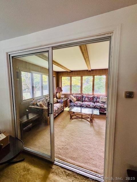 84 Blamey Cir, Stratford, CT 06614 - doorway to outside featuring carpet flooring