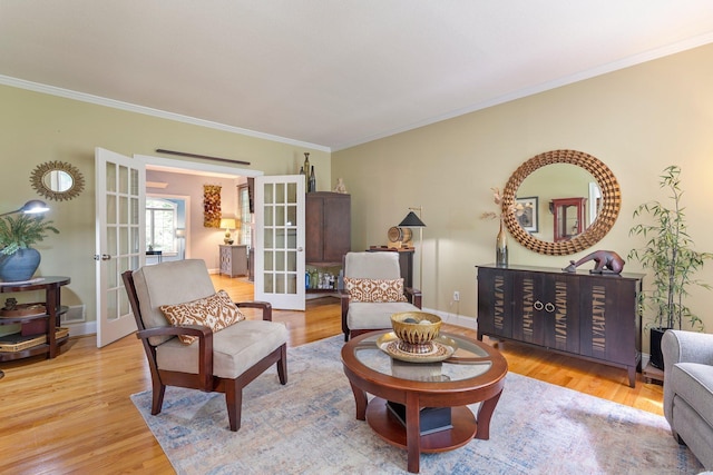 80 Jeremiahs Way, Glastonbury, CT 06073 - living room with french doors, wood finished floors, and crown molding