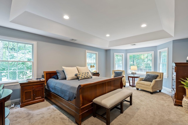 80 Jeremiahs Way, Glastonbury, CT 06073 - bedroom with a tray ceiling, light colored carpet, multiple windows, and recessed lighting