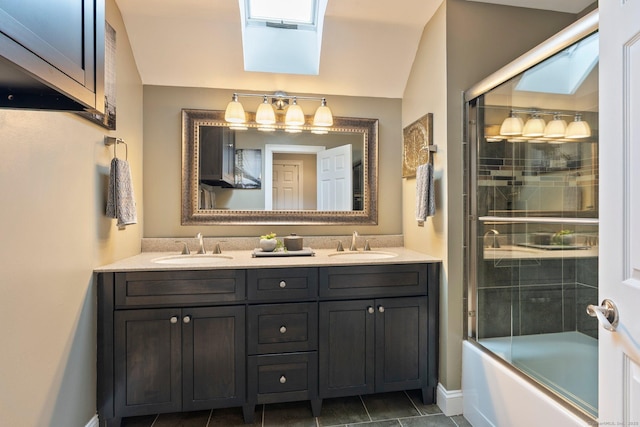 80 Jeremiahs Way, Glastonbury, CT 06073 - full bath with double vanity, bath / shower combo with glass door, and tile patterned floors