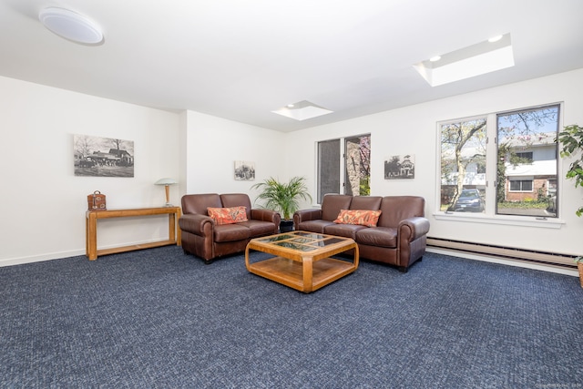 500 Prospect St Apt 4A, New Haven, CT 06511 - carpeted living area with a baseboard heating unit and a skylight