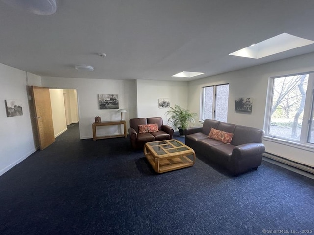 500 Prospect St Apt 4A, New Haven, CT 06511 - living area featuring a skylight, carpet flooring, and a baseboard radiator
