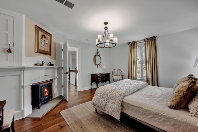 75 Green Hill Rd, Washington, CT 06793 - bedroom featuring a chandelier and dark wood-type flooring