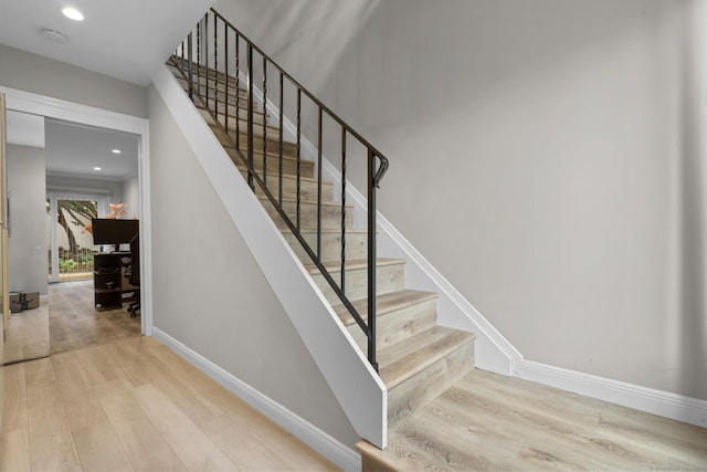 3 Radio Pl Unit 3, Stamford, CT 06906 - stairway featuring wood finished floors and recessed lighting