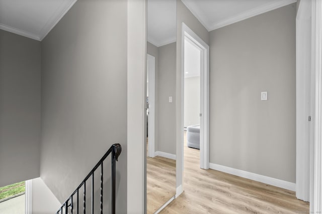 3 Radio Pl Unit 3, Stamford, CT 06906 - corridor featuring an upstairs landing, light wood-style floors, and ornamental molding