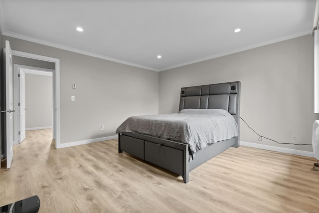 3 Radio Pl Unit 3, Stamford, CT 06906 - bedroom with recessed lighting, ornamental molding, and light wood-style floors