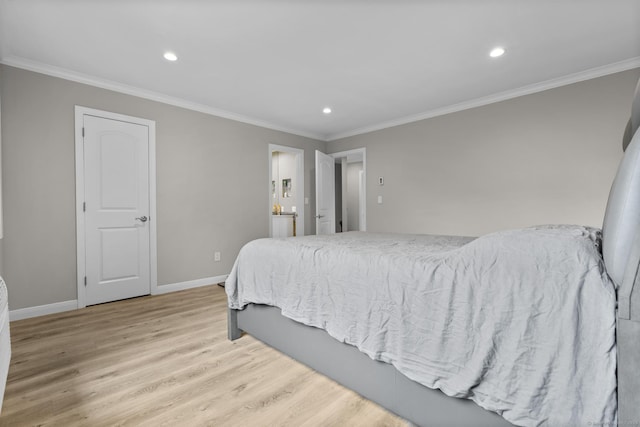 3 Radio Pl Unit 3, Stamford, CT 06906 - bedroom featuring light wood-style floors, recessed lighting, and crown molding
