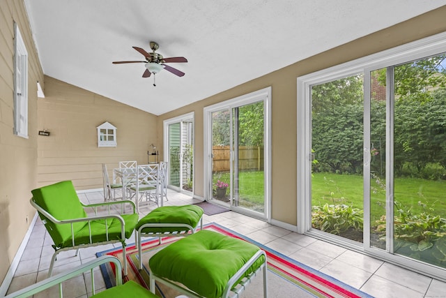 29 Boswell Rd, West Hartford, CT 06107 - sunroom / solarium with healthy amount of natural light, ceiling fan, lofted ceiling, and tile patterned floors