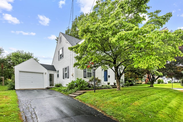 29 Boswell Rd, West Hartford, CT 06107 - view of front facade featuring a front yard, a garage, asphalt driveway, and a shingled roof
