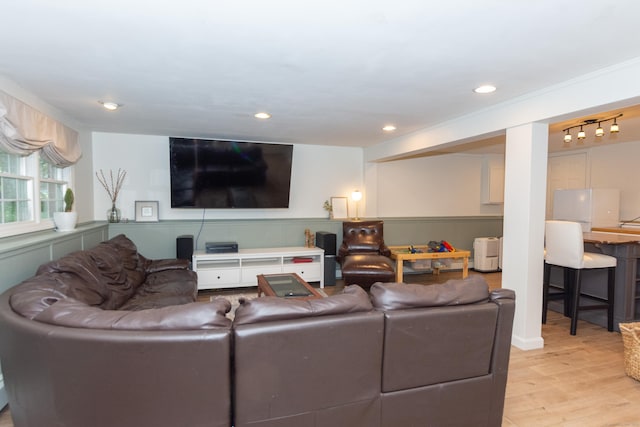 34 Taft St, Killingly, CT 06239 - living room featuring light wood-style flooring and recessed lighting