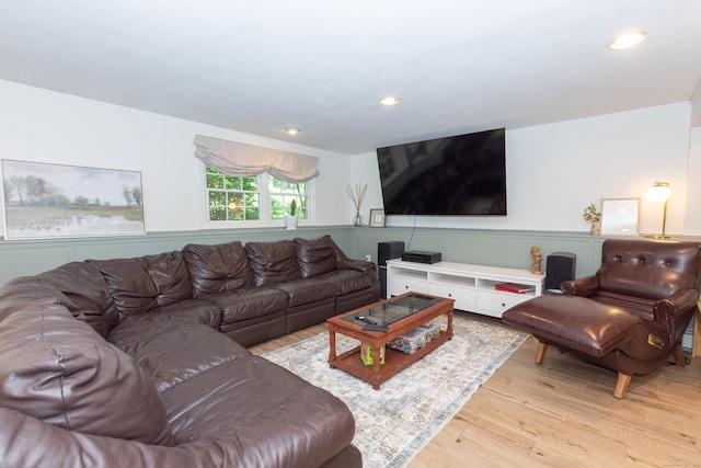 34 Taft St, Killingly, CT 06239 - living area featuring wood finished floors, wainscoting, and recessed lighting