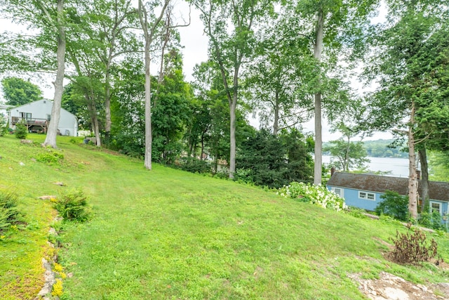 56 Wildwood Rd, East Haddam, CT 06423 - view of grassy yard featuring a water view and an outdoor structure