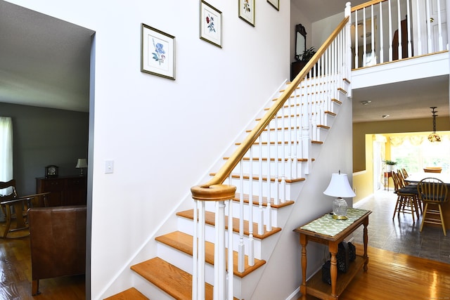 32 Sable Dr, Ledyard, CT 06339 - stairway with wood finished floors