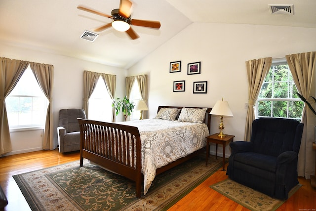 32 Sable Dr, Ledyard, CT 06339 - bedroom featuring vaulted ceiling, wood finished floors, and a ceiling fan