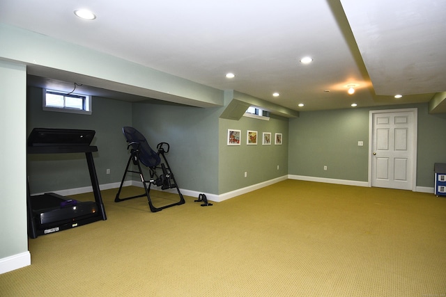 32 Sable Dr, Ledyard, CT 06339 - exercise room featuring carpet floors and recessed lighting