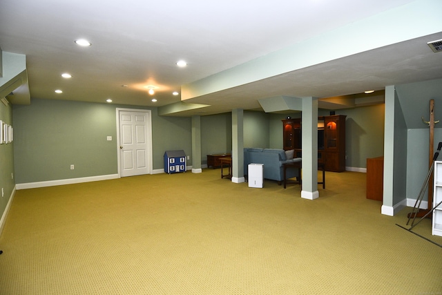 32 Sable Dr, Ledyard, CT 06339 - finished below grade area with recessed lighting and carpet floors