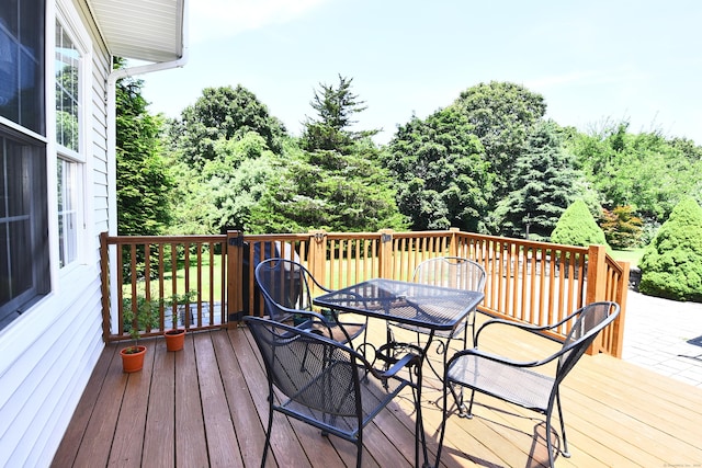 32 Sable Dr, Ledyard, CT 06339 - wooden terrace featuring outdoor dining area