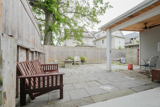 72 Harral Ave, Bridgeport, CT 06604 - fenced backyard featuring a patio and a ceiling fan