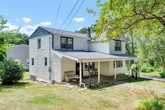 191 Farrell Rd, Waterbury, CT 06706 - view of front facade with a front yard, a chimney, and a shingled roof