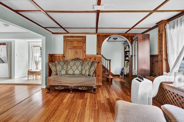 191 Farrell Rd, Waterbury, CT 06706 - living area featuring wood finished floors and stairs