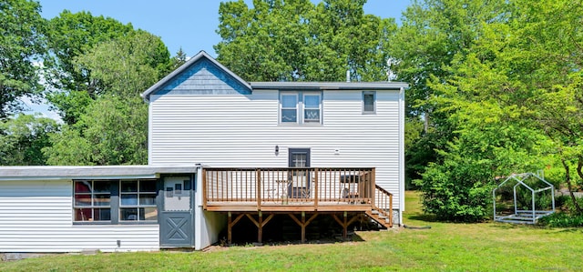191 Farrell Rd, Waterbury, CT 06706 - rear view of house featuring a wooden deck and a yard