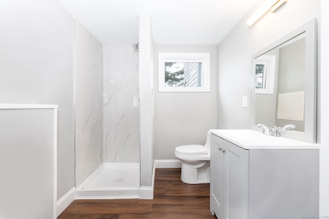 21 Whittlesey Ave, Waterbury, CT 06706 - full bath with vanity, a marble finish shower, and wood finished floors
