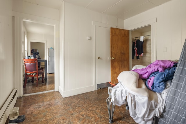 245 Goodrich St, Hamden, CT 06517 - bedroom featuring freestanding refrigerator and a baseboard radiator