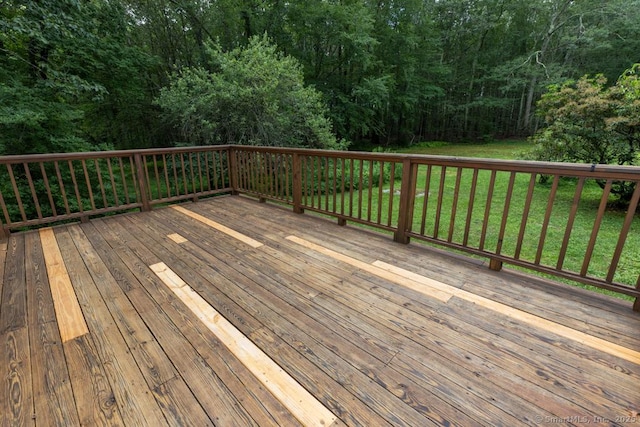 76 Bushy Hill Rd, Deep River, CT 06417 - wooden terrace featuring a yard and a wooded view