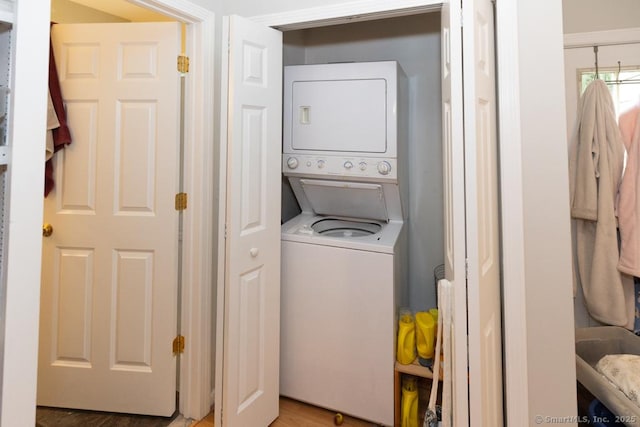 76 Bushy Hill Rd, Deep River, CT 06417 - washroom with stacked washer and clothes dryer