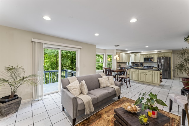 4 Quail Run Dr, Danbury, CT 06811 - living room featuring light tile patterned floors and recessed lighting
