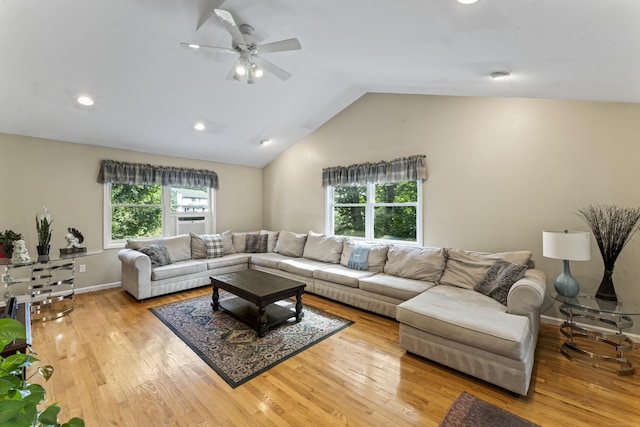 4 Quail Run Dr, Danbury, CT 06811 - living room with vaulted ceiling, wood finished floors, ceiling fan, and recessed lighting