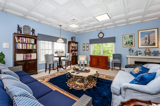 90 Soundview Ave, Shelton, CT 06484 - living area with an ornate ceiling and carpet flooring