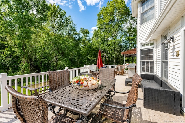 90 Soundview Ave, Shelton, CT 06484 - view of patio with outdoor dining space, a deck, an outdoor living space, and view of scattered trees