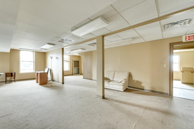 2404 Main St, Hartford, CT 06120 - below grade area with carpet flooring and a drop ceiling