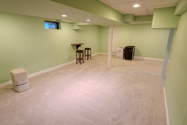 148 Evergreen Rd, Cromwell, CT 06416 - finished below grade area with carpet, a paneled ceiling, and recessed lighting