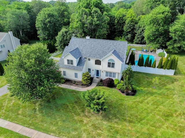 148 Evergreen Rd, Cromwell, CT 06416 - view of subject property with a pool and a heavily wooded area