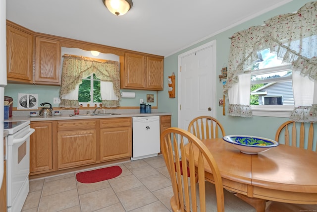 76 Landers Rd, East Hartford, CT 06118 - kitchen featuring white appliances, light countertops, and light tile patterned flooring