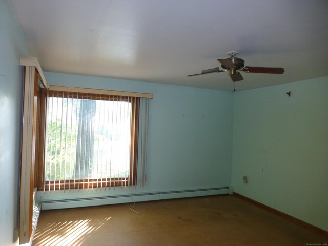 5 Tower Hill Lake Rd, Deep River, CT 06417 - spare room with a baseboard radiator and a ceiling fan