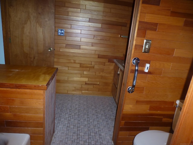 5 Tower Hill Lake Rd, Deep River, CT 06417 - bathroom featuring wood walls and a shower