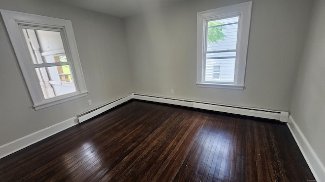 62 Miller St, New Britain, CT 06053 - empty room with dark wood-style flooring and baseboard heating