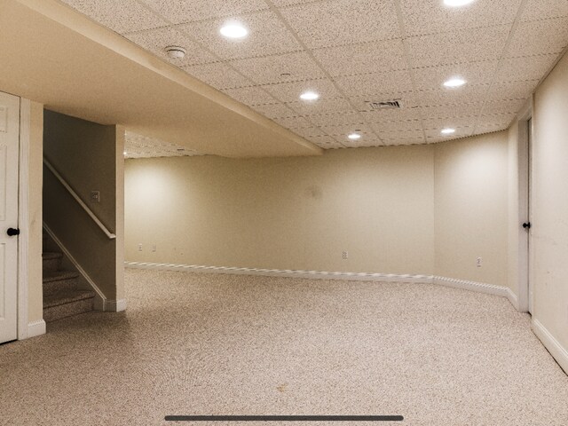 14 Last Leaf Cir Unit 14, Windsor, CT 06095 - finished below grade area with recessed lighting, carpet, and stairway
