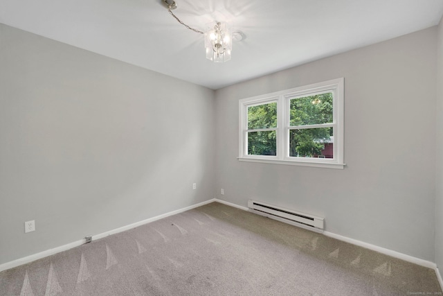 18 Arbor Rd, Monroe, CT 06468 - carpeted empty room featuring baseboard heating and a chandelier